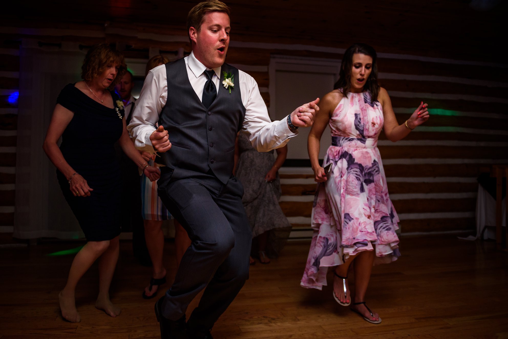 Wedding guests dancing at a Foxy Entertainment reception