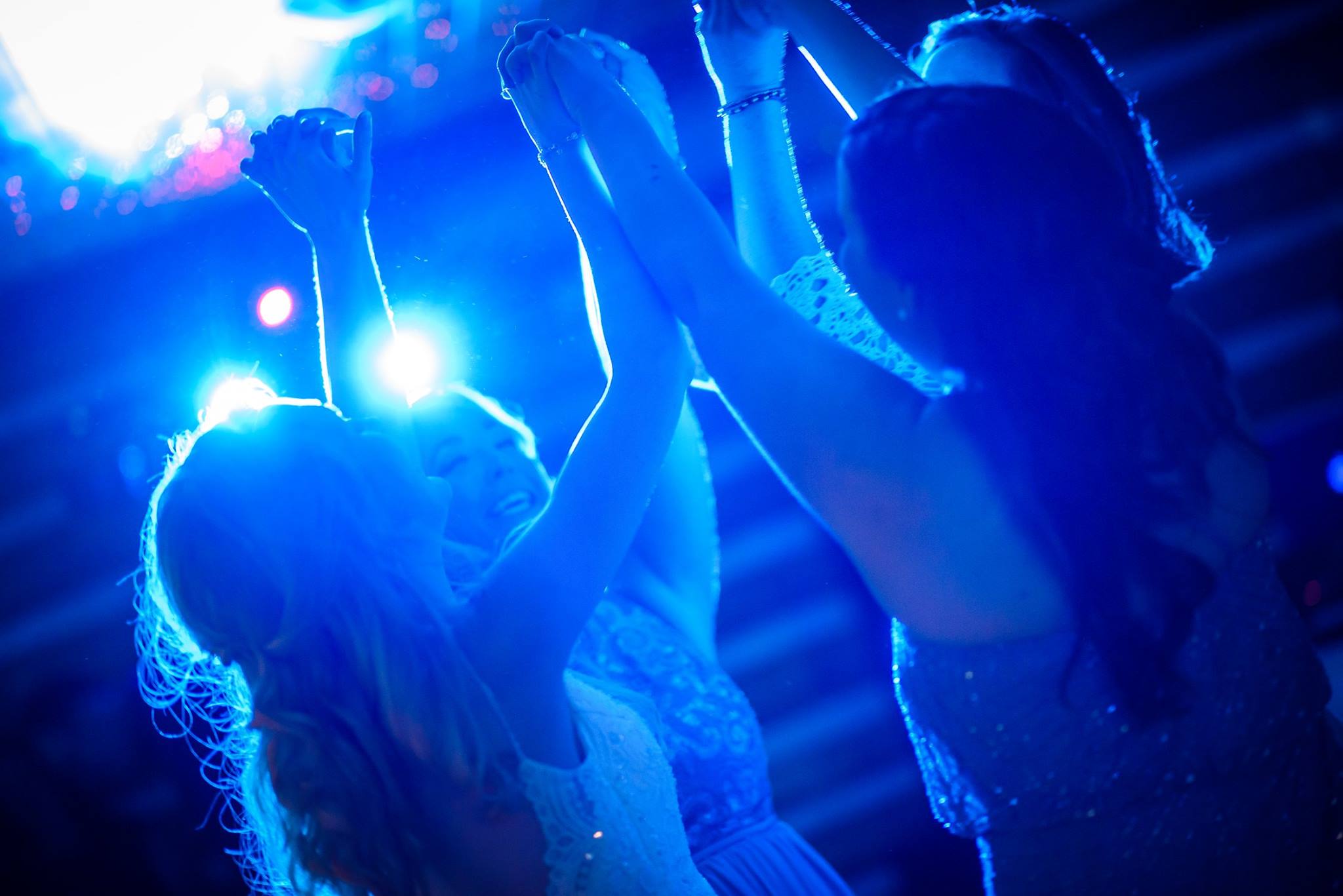 Blue dance floor lighting at a Foxy Entertainment wedding