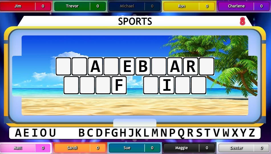 Word Wheel puzzle gameshow screen